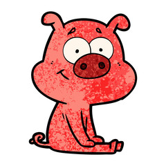 happy cartoon pig sitting