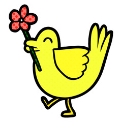 cartoon bird with flower