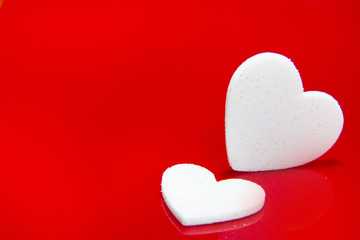 white hearts on red image background glossy  for symbol valentine day ,label ,card , banner.