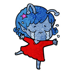 cartoon crying alien girl