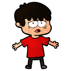 cartoon exhausted boy