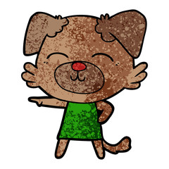 cartoon dog in dress pointing