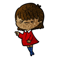 annoyed cartoon girl making accusation