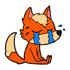 sad little fox cartoon character
