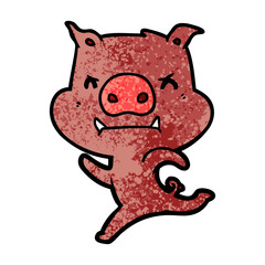 angry cartoon pig charging