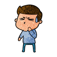 cartoon man sweating