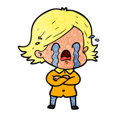 cartoon woman crying