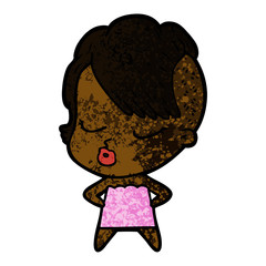 cartoon pretty hipster girl