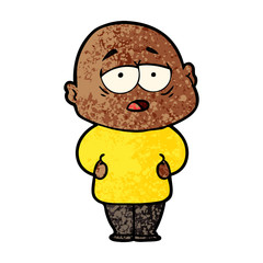 cartoon tired bald man