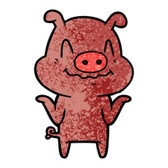 nervous cartoon pig