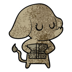 cute cartoon elephant with gift