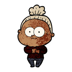 cartoon happy old woman