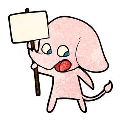 cute cartoon elephant holding placard