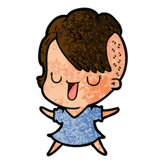 cute cartoon girl with hipster haircut