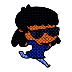 cartoon indifferent woman running