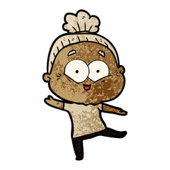cartoon happy old woman