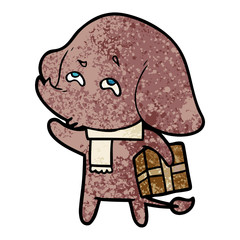 cartoon elephant with gift remembering