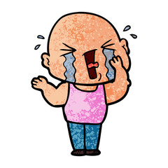 Obraz premium cartoon crying bald man