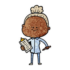 cartoon happy old woman