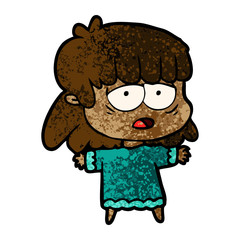 cartoon tired woman