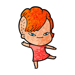 cute cartoon girl with hipster haircut