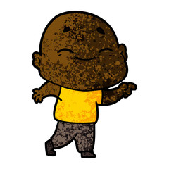 cartoon happy bald man