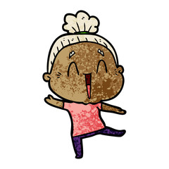 cartoon happy old lady