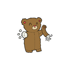 cartoon teddy bear with torn arm