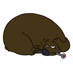 cartoon bear with a sore head