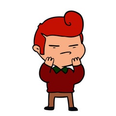 cartoon cool guy with fashion hair cut
