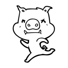 angry cartoon pig charging