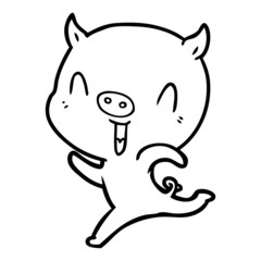 happy cartoon pig running