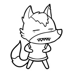 cartoon wolf showing teeth