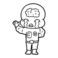 cartoon big brain alien crying