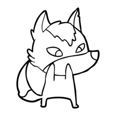 shy cartoon wolf