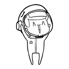 happy cartoon astronaut