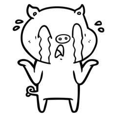 Obraz premium crying pig cartoon