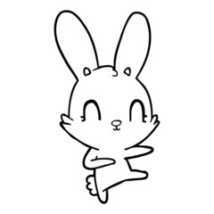 Fototapeta na wymiar cute cartoon rabbit dancing
