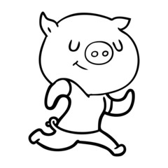 happy cartoon pig running