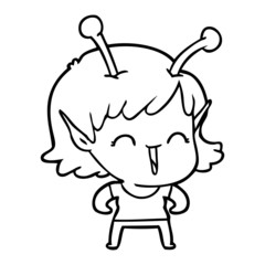 cartoon alien girl laughing