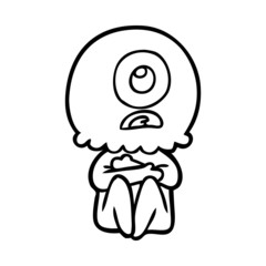 cartoon cyclops alien spaceman