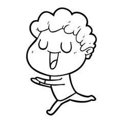 laughing cartoon man running