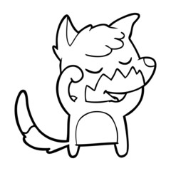 friendly cartoon fox waking up