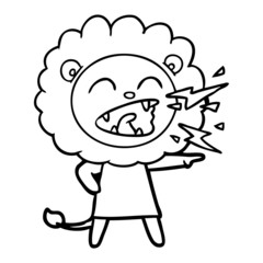 Fototapeta premium cartoon roaring lion girl