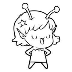 happy alien girl cartoon