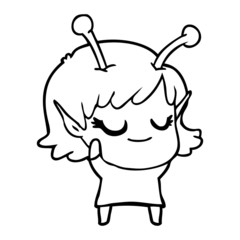 smiling alien girl cartoon