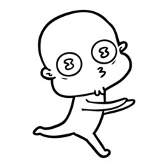 cartoon weird bald spaceman running