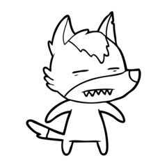 cartoon wolf showing teeth