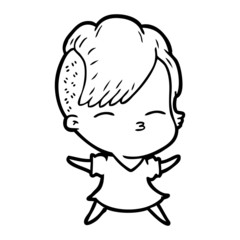 cartoon squinting girl