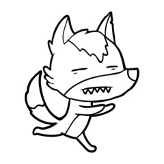 cartoon wolf showing teeth